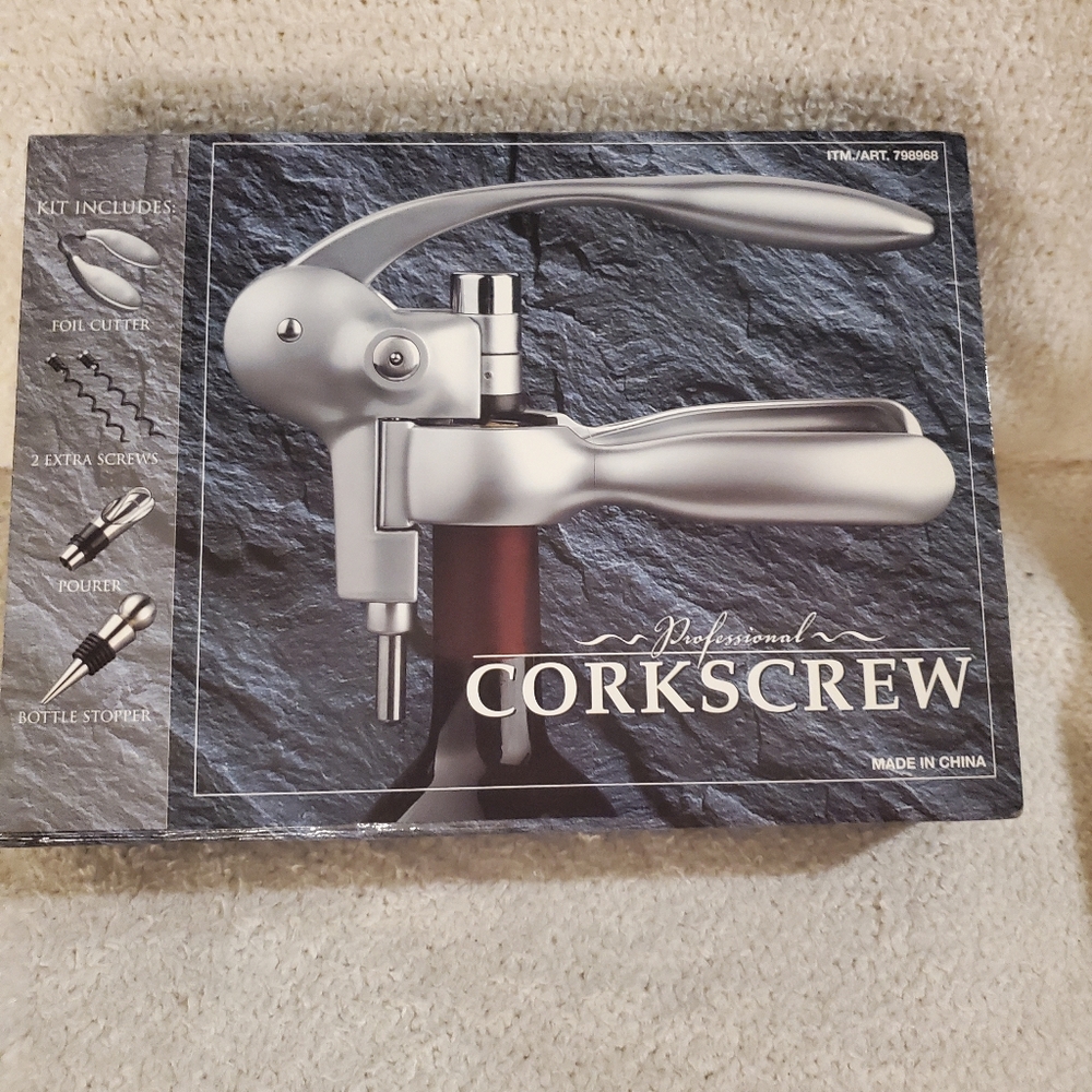Professional Silver Corkscrew Set NWT